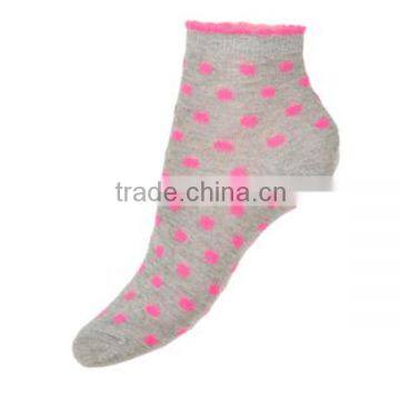 Grey Polka Dot Bow women cotton socks