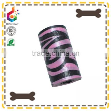 roll disposable black and red stripe dog waste bag