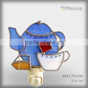 MX170100 tiffany style stained glass teacup night light for home decoration piece