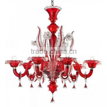 Red Murano Glass Chandelier Lighting Luxury Pendant Hanging Light Fixture CZ3539/6