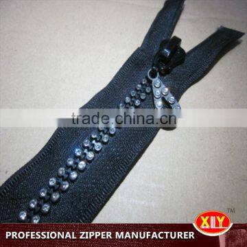 shenzhen xly custom logo custom puller rhinestone zipper