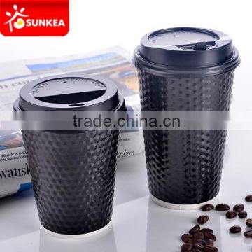 12oz 16oz 300 gsm high quality custom design hot coffee paper cup with cover