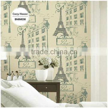 discounted printing pvc wallpaper, coffee retro lighthouse wall mural for study room , attractive wall covering supplier