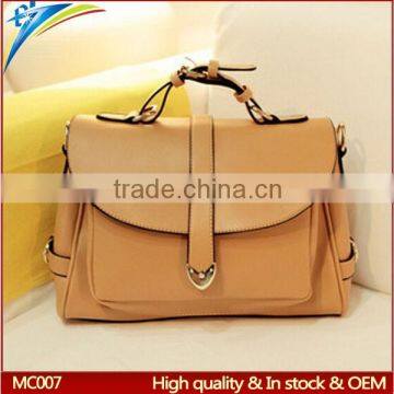 China  hot selling brand women's tote business bag Preppy style solid shoulder handbag