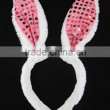 Plush sequin bunny rabbit ear headband