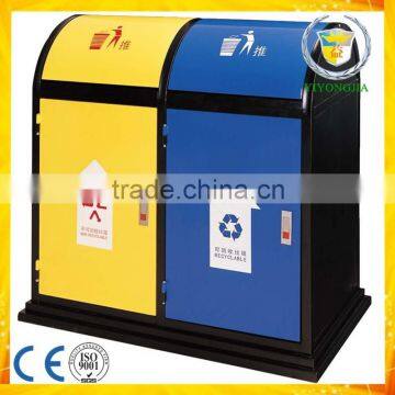 colorful double round iron metal park outdoor garbage trash bin