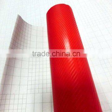 High glossy reflective red 4d carbon fiber raw material pvc car wrap vinyl