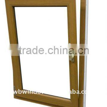 French PVC/UPVC tilt and turn windows,Latesti window design brown PVC/UPVC inward tilt and turn windows