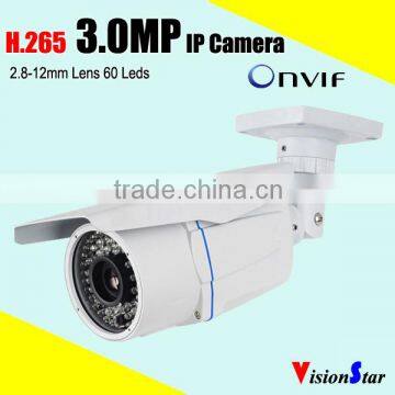 Surveillance security cctv onvif ip camera bullet p2p 3 mega pixel digital network h.265 compression