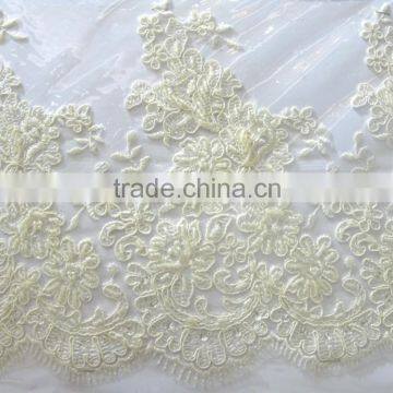 embroidery cord lace triming plane fabric for wedding dress