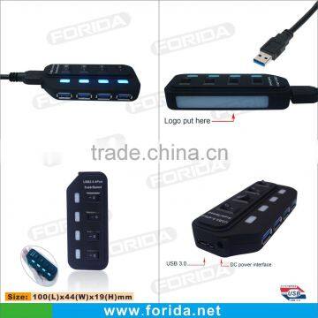 3.0 high speed 4 ports usb hub with LED indicator light