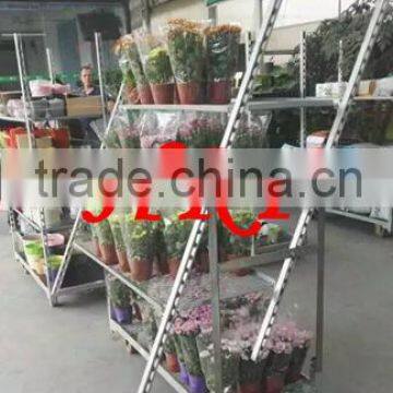 In 2016, the new Hot Sales Display Danish Flower Trolley the wooden shelf Danish Cart
