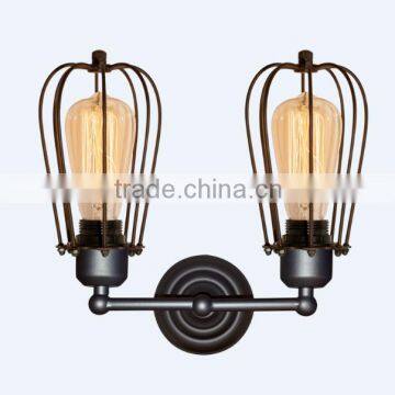 Edison bulb wire cage indoor wall light black color industrial style lights and lighting lamp