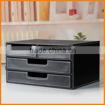 High-grade Leather Stationery Desktop Storage Box Drawer File Information A4 Paper Cassette Creative Office Supplies Free Shippi
