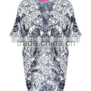 Factory Price Asymmetric Printed Kimono