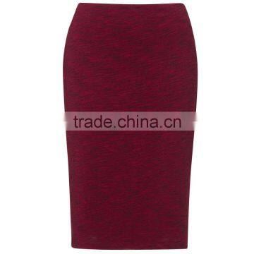 New classic fashion women midi textured red pencil skirt