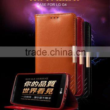 Real cow leather Magnetic flip wallet case for LG G4