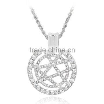 High Quality Pink Geometric Long Chain Necklace Round Silver Gold Plated Rhinestone Pendant Necklace for Women Jewelry Gifts