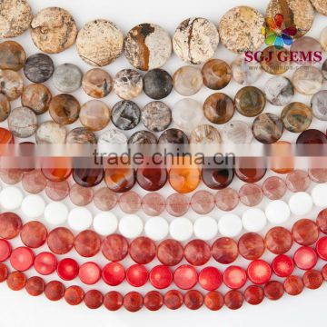 Wholesale semi precious stone coin beads