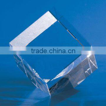 Wholesale 3D laser engraving blank clear crystal glass block cube with custom logo