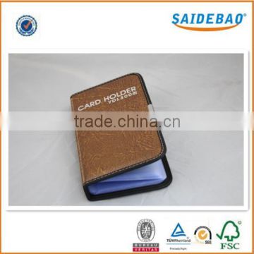 2016 Genuine/pu leather card holder with elegant decoration , customer own design card holder