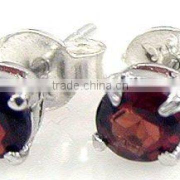 1.20ctw Genuine Garnet Round .925 Sterling Silver Stud Earrings