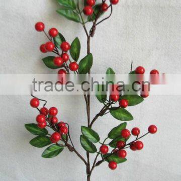 Hot sales Artificial Berry Pick Christmas 24" with holly leaf Ornament for Christmas house Decoration