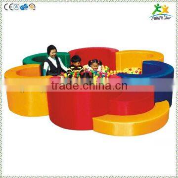 FS-SP-039C customized eco-friendly PVC & EPE & Wood lotus-type above ground pool with ladder and colorful sea-balls