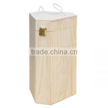 Made in china pine unfinished customed hinged wooden wine box