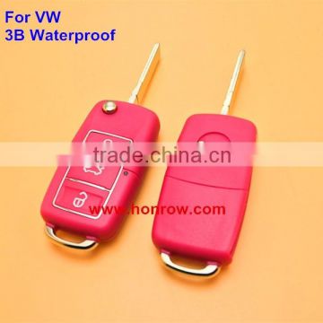 New product VW 3 button waterproof remote key blank with red color