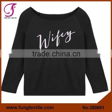 FUNG Item 300601 Women off Shoulder Long Sleeve Slouchy Sweatshirt