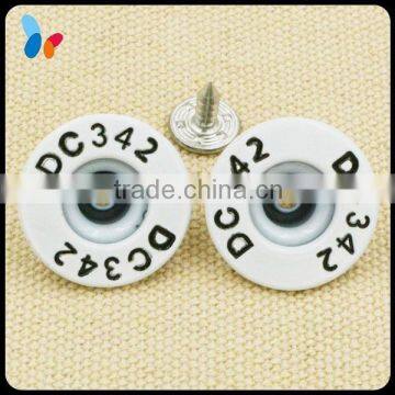 custom laser logo printed metal button for jeans