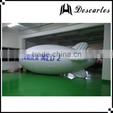 White large inflatable helium zeppelin, inflatable tethered blimp with Logo printing