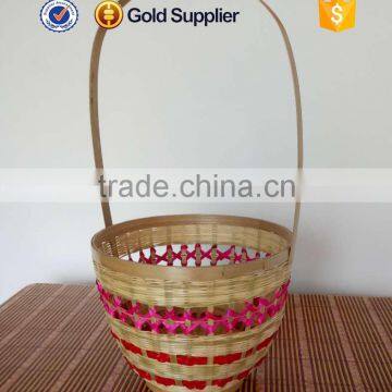 2016 Wholesale New Style Empty Round Bamboo Mesh Fruit Basket With Handle photo-3