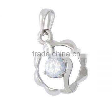 Ladies 316l Stainless steel design silver CZ diamond pendant jewelry