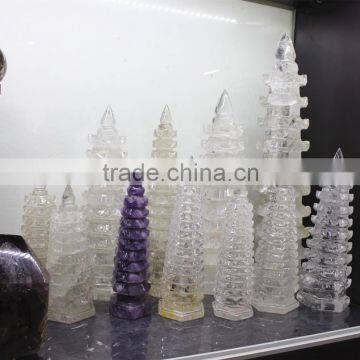 Hand Carved Natural Rock Clear Crystal Tower photo-2