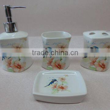 wholesale fine decal Ceramic 4 pcs Bathroom Set