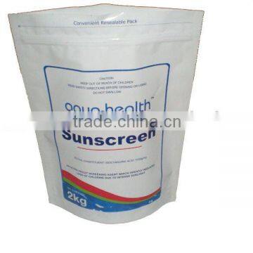 2KG stand up zipper bag for sunscreen