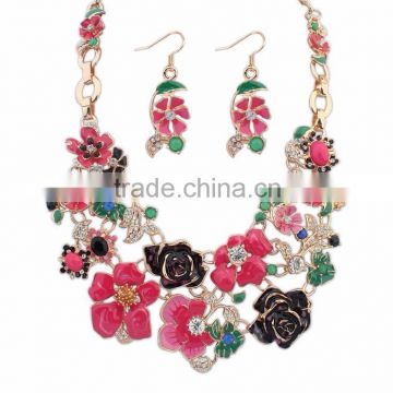 Fashion jewelry sets rural amorous feelings flowers bright beautiful sweet necklace earrings