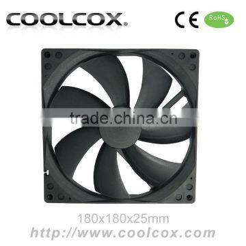 CoolCox 180x180x25mm DC axial fan, sleeve or Ball bearing,12V,exhaust fan,DC brushless cooling fan,dc brushless fan 12v