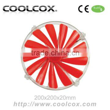 CoolCox 200x200x20mm DC axial fan, sleeve bearing,5V/12V exhaust fan,DC brushless cooling fan,computer fan,case fan