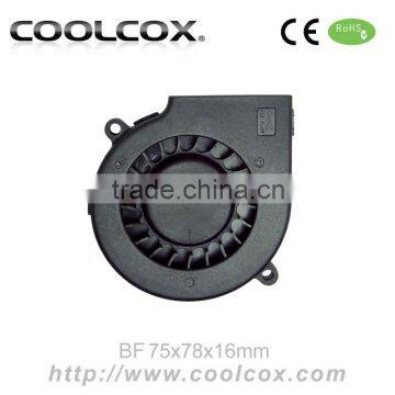 CoolCox 7515air blower fan,75x78x16mm,12V/24V,7525 blower fan,7cm DC brushless electric turbo fan