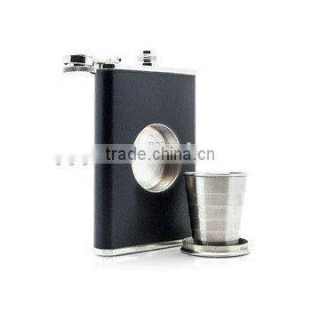 embossing mini hip flask wth cup inside