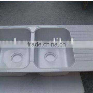 Hot Model Acrylic Integral Solid Surface Kitchen Sink,artificial Stone Double Kitchen Sink ,resin Stone Sink photo-5