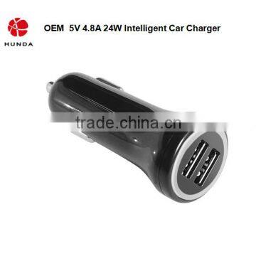 HUNDA Brand PVC Promotional Intelligent Tablet Dual Port Promotional USB Car Charger with charging Light