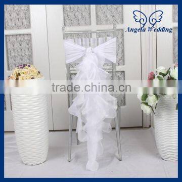 CH010B wholesale cheap chiffon and organza white ruffled chiavari chair covers