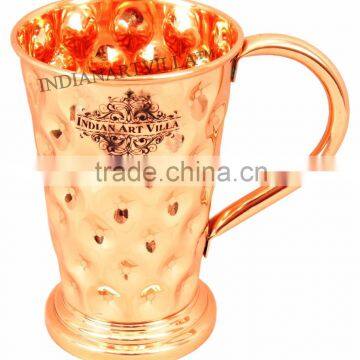 IndianArtVilla Pure Copper Big Daimond Mug Moscow Mule Cup 450 ML - Serving Beer Cocktail Wine Bar Hotel Restaurant Drinkware