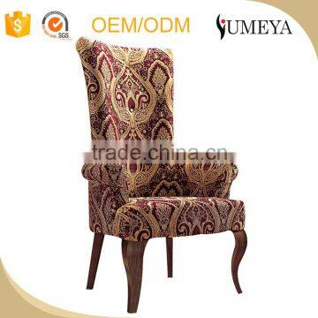 High Quality modern style high back dining room chairs french dining chair with armrests