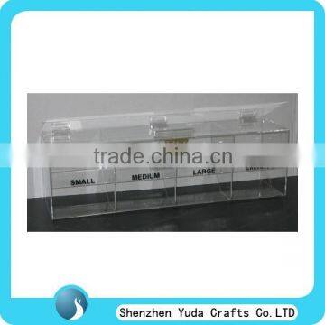 Plexiglass candy box display in different size, acrylic candy display bin with lid