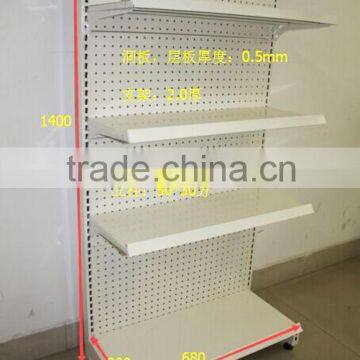 Steel Cantilever Shelf Single Sided White Peg Board With Three Shelves and Peghooks photo-2